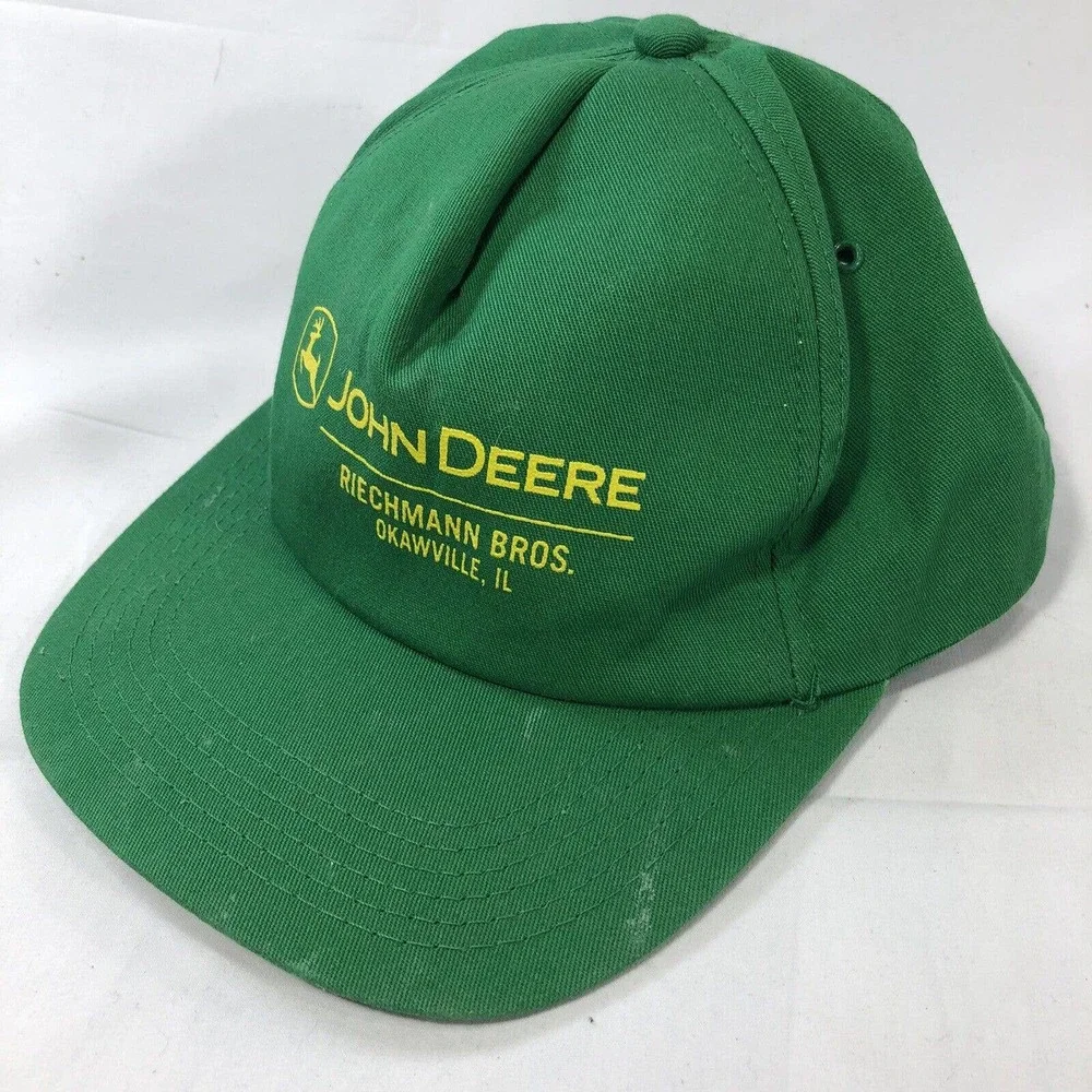 Vintage John Deere Hat Cap Adjustable Snapback Green Riechmann Bros USA Made